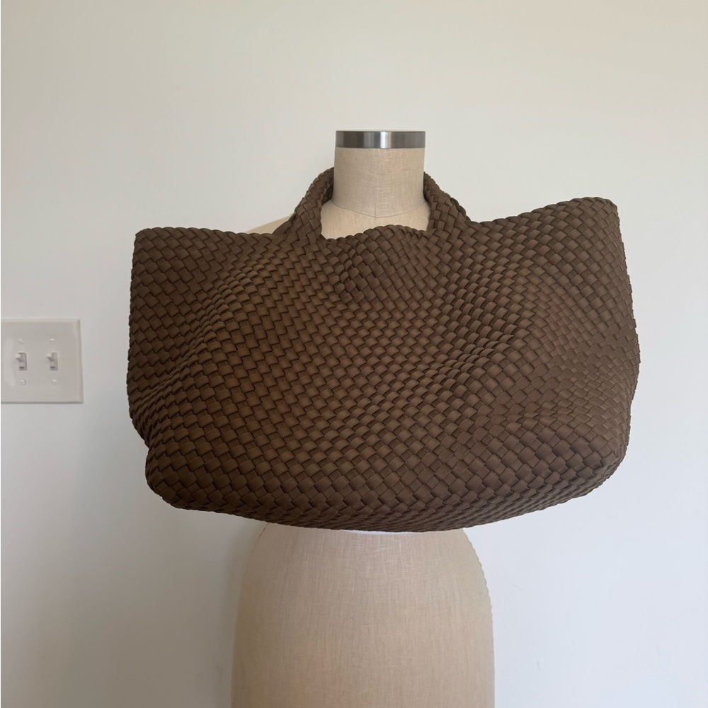Naghedi Brown Woven Tote Bag